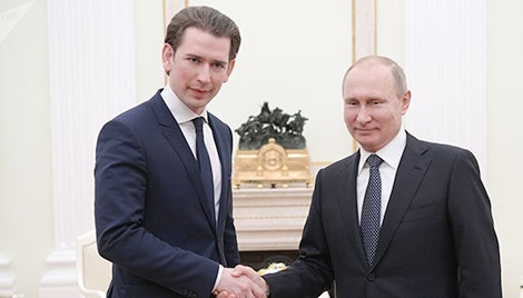 Tổng thống Nga Vladimir Putin và Thủ tướng Áo Sebastian Kurz.  Ảnh: Sputnik