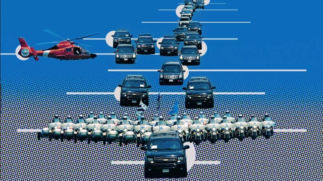 Mô hình di chuyển của đoàn xe Tổng thống Mỹ. Ảnh: The Drive
