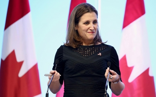 Bộ trưởng Ngoại giao Canada Chrystia Freeland. Ảnh Reuters 