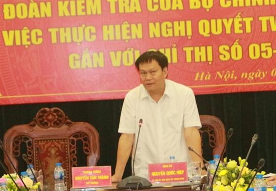 Đồng chí Nguyễn Quốc Hiệp đánh giá công tác thực hiện Nghị quyết Trung ương 4 (Khoá XII) và Chỉ thị số 05 của Bộ Chính trị của Bộ Tư lệnh CSCĐ.