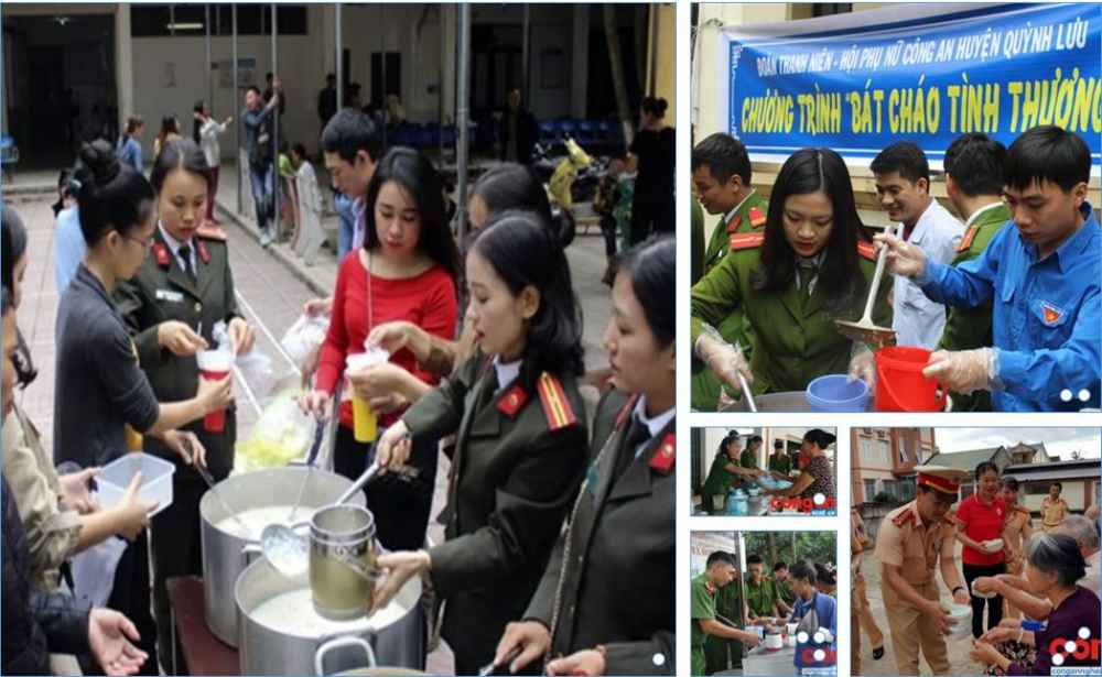 Hoạt động  bát cháo tình thương được đoàn viên thanh niên công an các đơn vị, địa phương ở Nghệ An duy trì thường xuyên