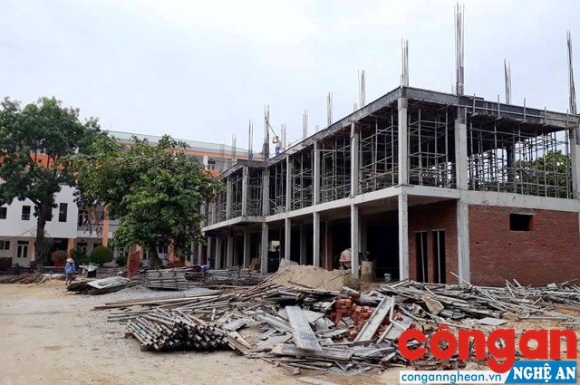 Công trình xây dựng dãy phòng học mới của Trường Tiểu học Lê Mao, TP Vinh