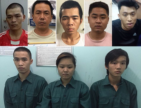 Các đối tượng trộm cắp và tiêu thụ xe gian bị Công an quận Tân Bình bắt giữ.