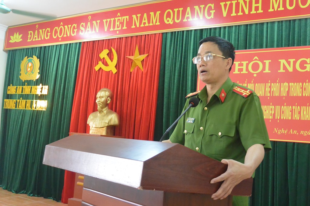 Đồng chí Đại tá Nguyễn Mạnh Hùng, Phó Giám đốc Công an tỉnh đánh giá cao công tác phối hợp trong công tác kỹ thuật hình sự
