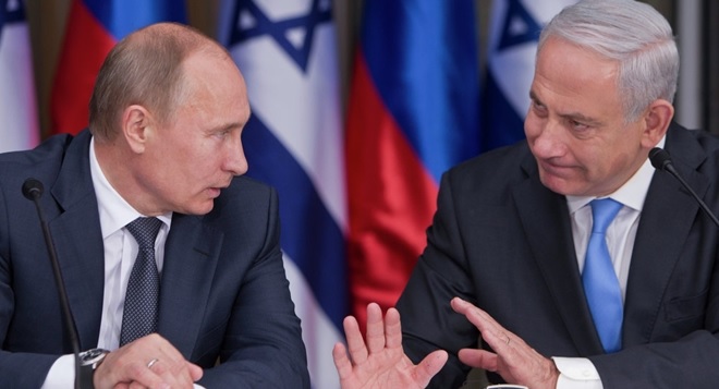 Tổng thống Nga Putin và Thủ tướng Israel Netanyahu trong một lần gặp mặt. Ảnh:Reuters