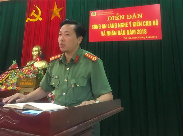 Trung tá Phan Tuấn Anh, Trưởng phòng Xây dựng phong trào bảo vệ ANTQ phát biểu ý kiến