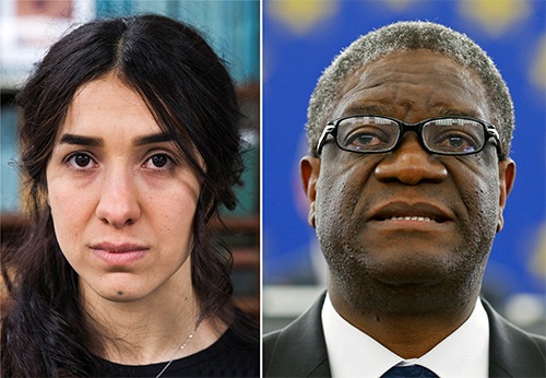 Hai chủ nhân của Giải Nobel Hòa bình năm 2018. (Ảnh: Reuters)