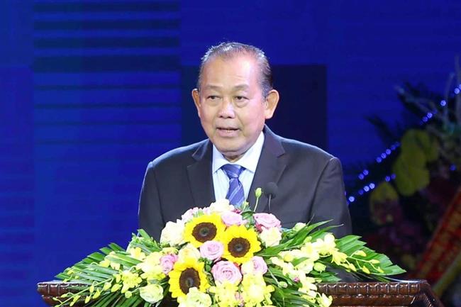 Phó Thủ tướng Thường trực Chính phủ Trương Hòa Bình phát biểu tại buổi lễ. Ảnh VGP/Lê Sơn