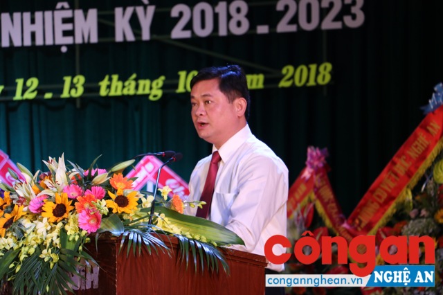 Đồng chí Thái Thanh Quý, Chủ tịch UBND tỉnh phát biểu tại Đại hội