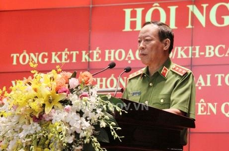 Thượng tướng Lê Quý Vương, Ủy viên Trung ương Đảng, Thứ trưởng Bộ Công an, Chủ nhiệm Đề án dự và phát biểu chỉ đạo Hội nghị.