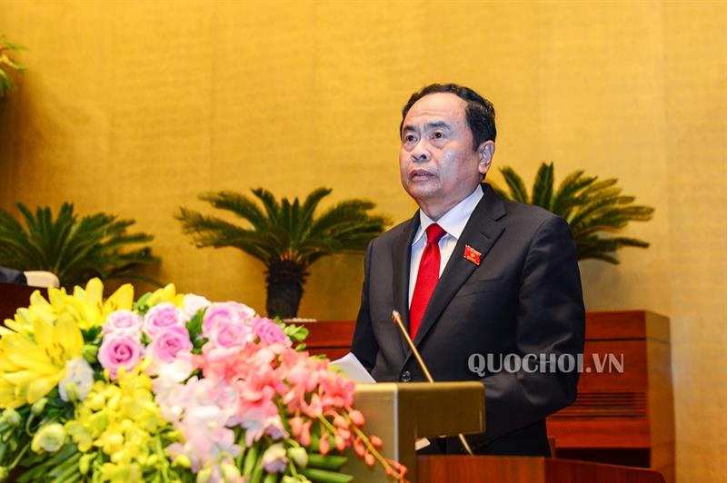 Chủ tịch Uỷ ban Trung ương Mặt trận Tổ quốc Việt Nam Trần Thanh Mẫn trình bày Báo cáo trước Quốc hội