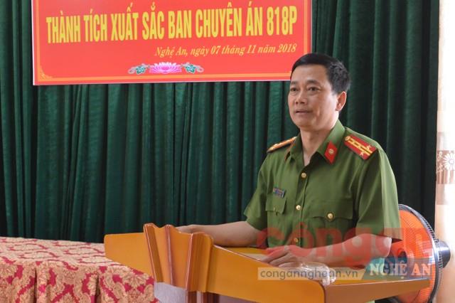 Đồng chí Đại tá Nguyễn Mạnh Hùng, Phó giám đốc Công an tỉnh Nghệ An phát biểu tại lễ trao thưởng