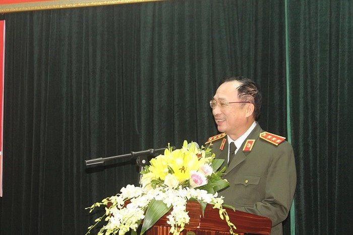 Thứ trưởng Nguyễn Văn Thành phát biểu động viên Đoàn thể thao CAND.