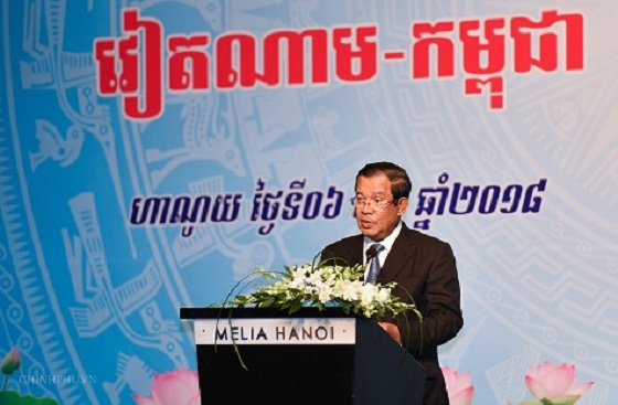 Thủ tướng Campuchia Samdech Techo Hun Sen phát biểu tại Diễn đàn - Ảnh: VGP/Quang Hiếu