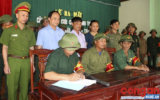 Xã Nghi Đồng, huyện Nghi Lộc tổ chức ra mắt mô hình Cựu chiến binh đảm bảo ANTT (tháng 5/2018)