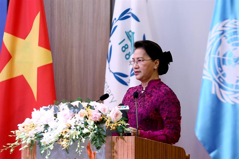 Chủ tịch Quốc hội Nguyễn Thị Kim Ngân phát biểu tại hội nghị - Ảnh: VGP/Đình Nam