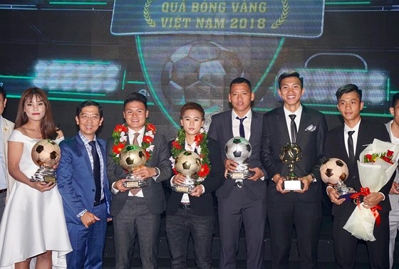 Các gương mặt xuất sắc của bóng đá Việt Nam năm 2018. Ảnh SGGP