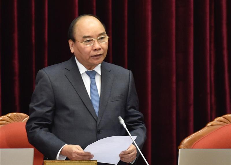 Ủy viên Bộ Chính trị, Thủ tướng Chính phủ Nguyễn Xuân Phúc phát biểu tại Hội nghị.