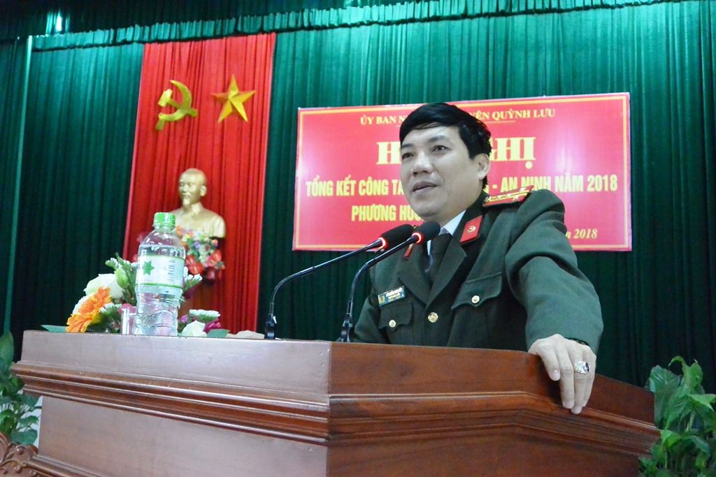 Đại tá Lê Khắc Thuyết, Phó Giám đốc Công an tỉnh đánh giá cao kết quả công tác QP-AN của địa phương