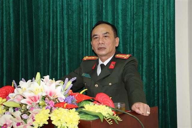 Đại tá Lê Xuân Hoài - Phó Giám đốc Công an tỉnh phát biểu chỉ đạo Hội nghị