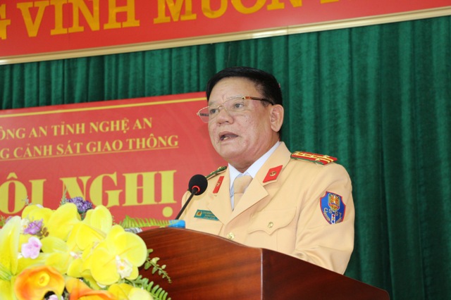 Đại tá Cao Minh Phượng Trưởng Phòng CSGT phát biểu khai mạc hôi nghị