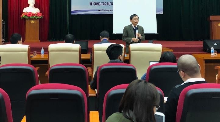 Ông Lê Thanh Hải, Phó Tổng cục trưởng Tổng cục Khí tượng thủy văn phát biểu tại Hội thảo. (Ảnh: Bích Liên)