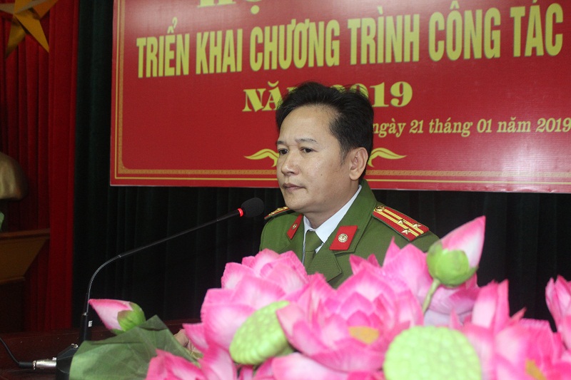 Thượng tá Hồ Nam Long, Trưởng phòng Cảnh sát Cơ động phát biểu khai mạc Hội nghị