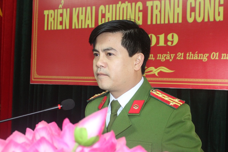 Đồng chí Đại tá Nguyễn Đức Hải, Phó Giám đốc Công an tỉnh định hướng một số nhiệm vụ trọng tâm mà Phòng Cảnh sát Cơ động cần thực hiện tốt trong thời gian tới