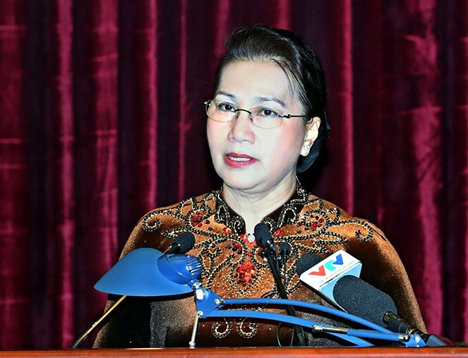 Chủ tịch Quốc hội Nguyễn Thị Kim Ngân phát biểu tại hội nghị - ảnh: Trọng Đức