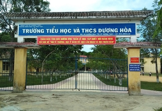 Trường TH&THCS Dương Hòa, ngôi trường mà đối tượng Hợp từng có thời gian giữ chức Hiệu trưởng.