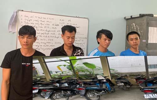 Các đối tượng trong ổ nhóm trộm cắp xe máy vừa bị Công an huyện Hoằng Hóa bắt giữ