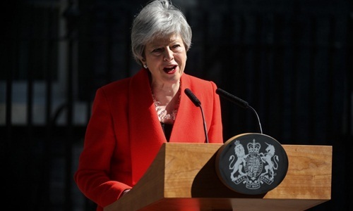 Bà Theresa May tuyên bố từ chức trước Văn phòng Thủ tướng Anh, ngày 24/5/2019. (Ảnh: AFP)