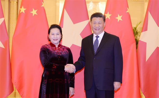 Chủ tịch Quốc hội Nguyễn Thị Kim Ngân và Tổng Bí thư, Chủ tịch Trung Quốc Tập Cận Bình.