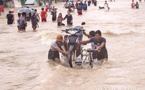 Cảnh ngập lụt ở Myanmar. Ảnh: Myanmar Times.