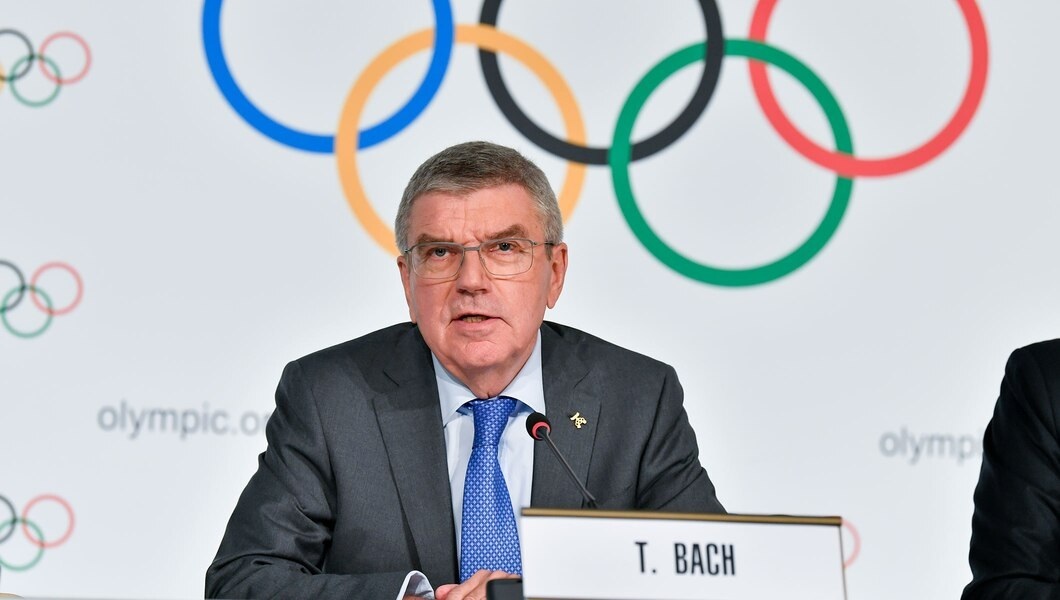 Chủ tịch Ủy ban Olympic quốc tế Thomas Bach tại cuộc họp hôm Chủ nhật 22/3. Ảnh: Olympic.org