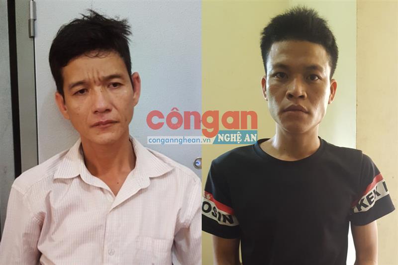 2 đối tượng Lô Văn Hạnh và Lương Xuân Hoàng bị Đội Điều tra tổng hợp Công an huyện Quế Phong bắt giữ