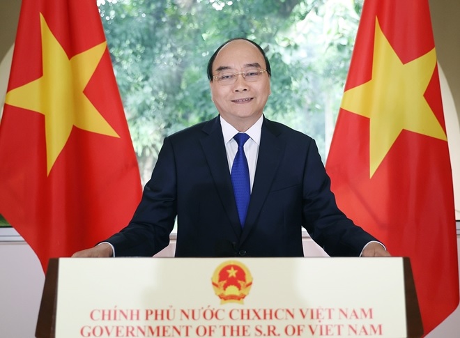 Thủ tướng Chính phủ Nguyễn Xuân Phúc gửi thông điệp qua video tới diễn đàn.