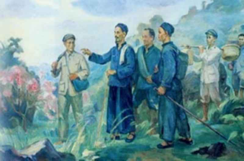 Bác Hồ về nước Xuân Tân Tỵ năm 1941. Tranh: Trịnh Phòng