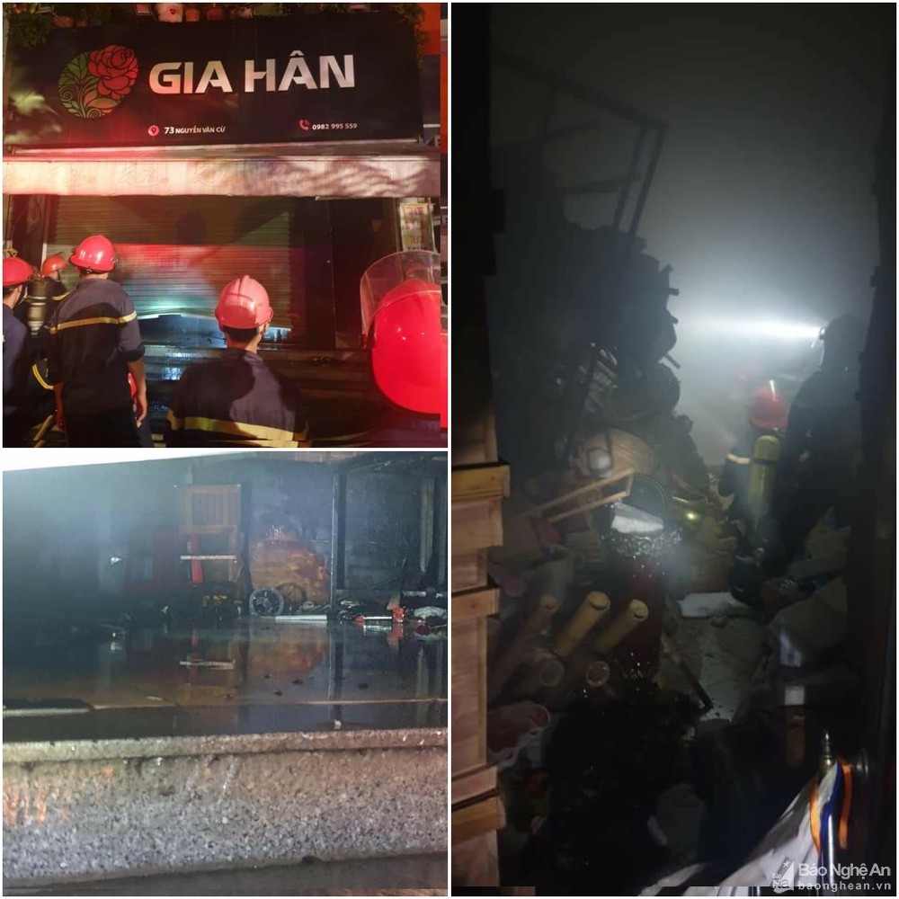 Vụ cháy cửa hàng hoa tươi vào khoảng 2h48’ ngày 1/7/2021, tại số nhà 73, đường Nguyễn Văn Cừ, TP. Vinh, may mắn không gây thiệt hại về người. Ảnh tư liệu.