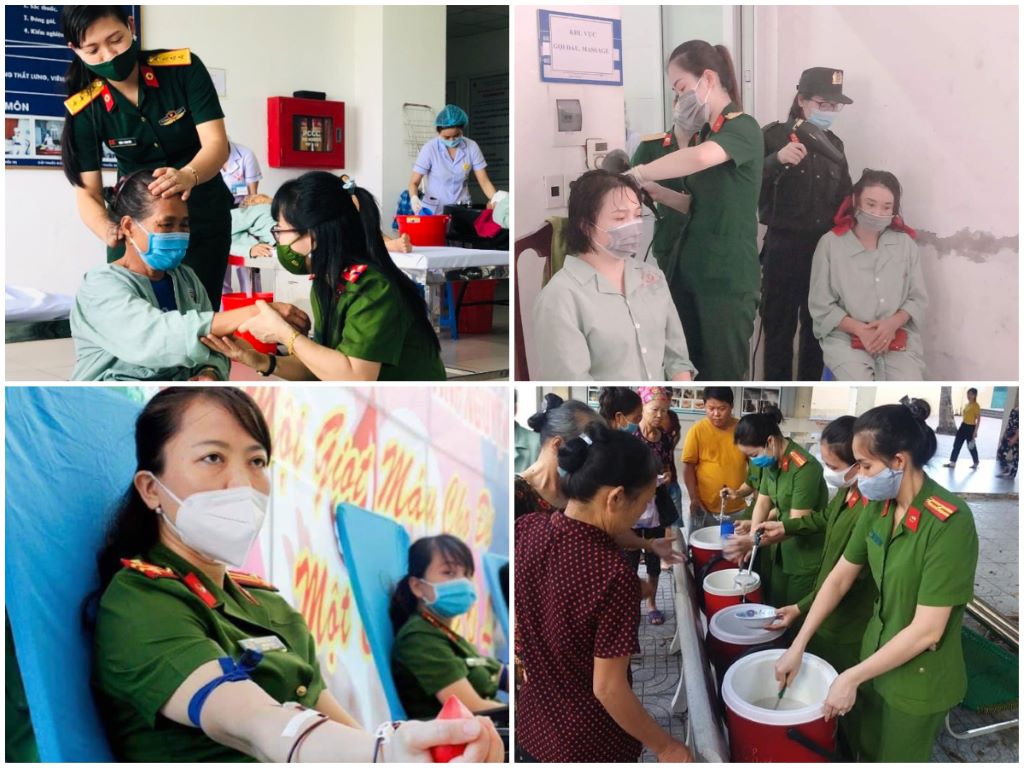 Hoạt động hỗ trợ bệnh nhân nghèo và hiến máu tình nguyện của phụ nữ Công an Nghệ An 