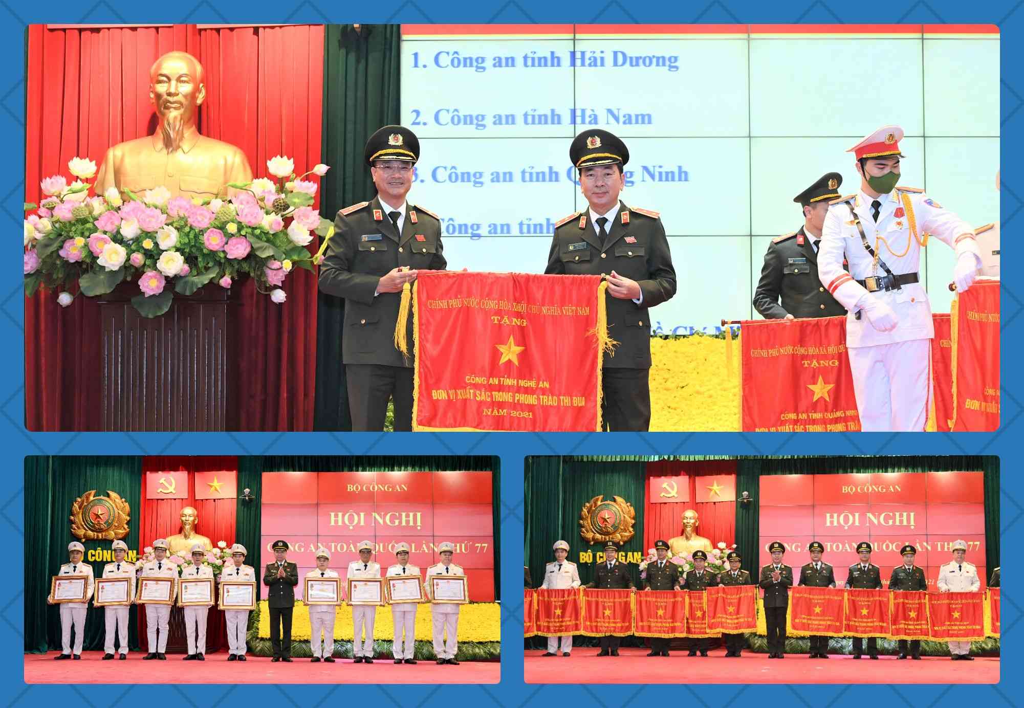 Công an tỉnh Nghệ An nhận danh hiệu Đơn vị xuất sắc trong phong trào thi đua năm 2021 do Chính phủ nước Cộng hoà xã hội chủ nghĩa Việt Nam tặng. Đây là năm thứ  7 liên tiếp, Công an tỉnh Nghệ An giữ vững danh hiệu thi đua cao quý này.