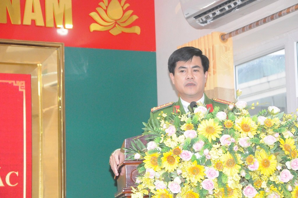 Đồng chí Đại tá Nguyễn Đức Hải, Phó Giám đốc Công an tỉnh phát biểu chỉ đạo 