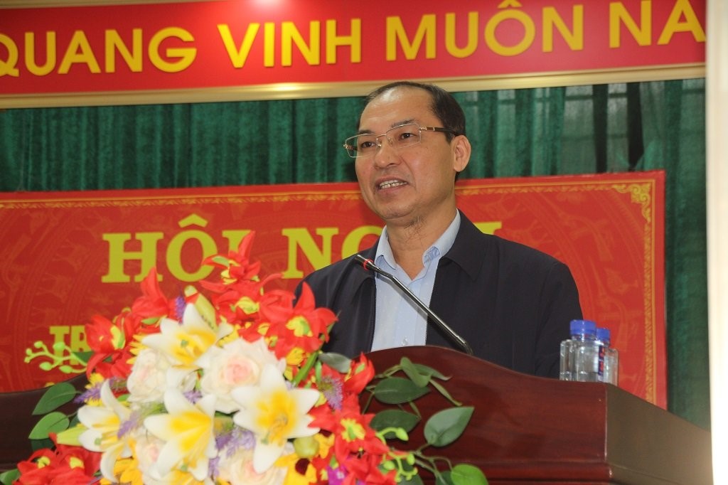 Đồng chí Vi Hòe, Bí thư Huyện uỷ Kỳ Sơn ghi nhận và biểu dương những kết quả xuất sắc mà Công an huyện Kỳ Sơn đã đạt được trong năm 2021