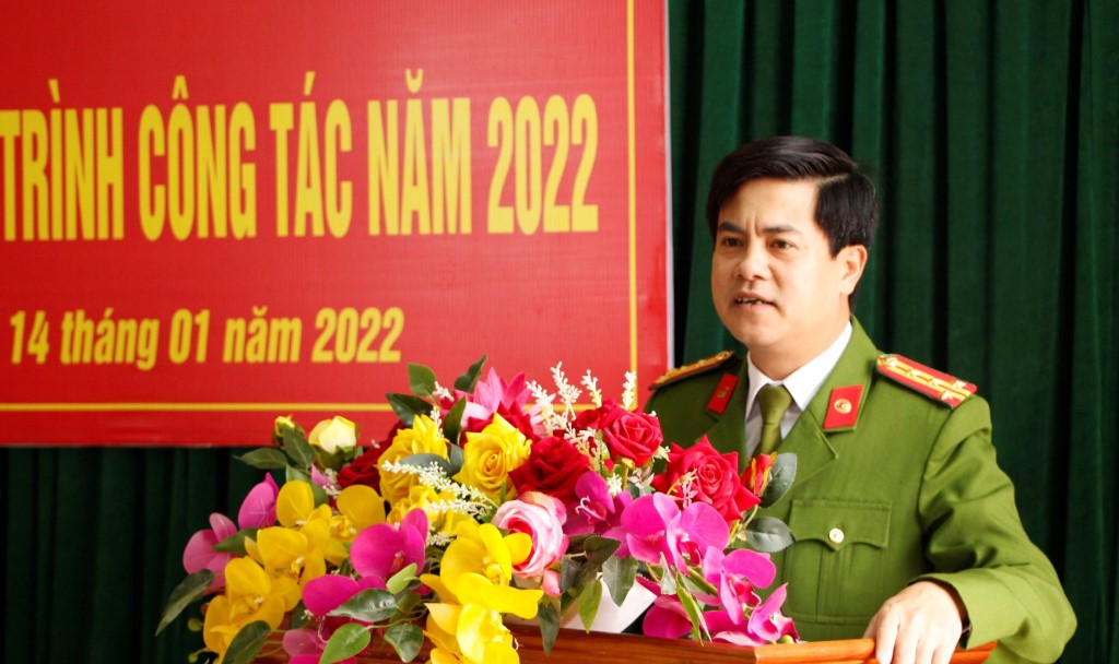 Đồng chí Đại tá Nguyễn Đức Hải, Phó Giám đốc Công an tỉnh chỉ đạo tại Hội nghị 