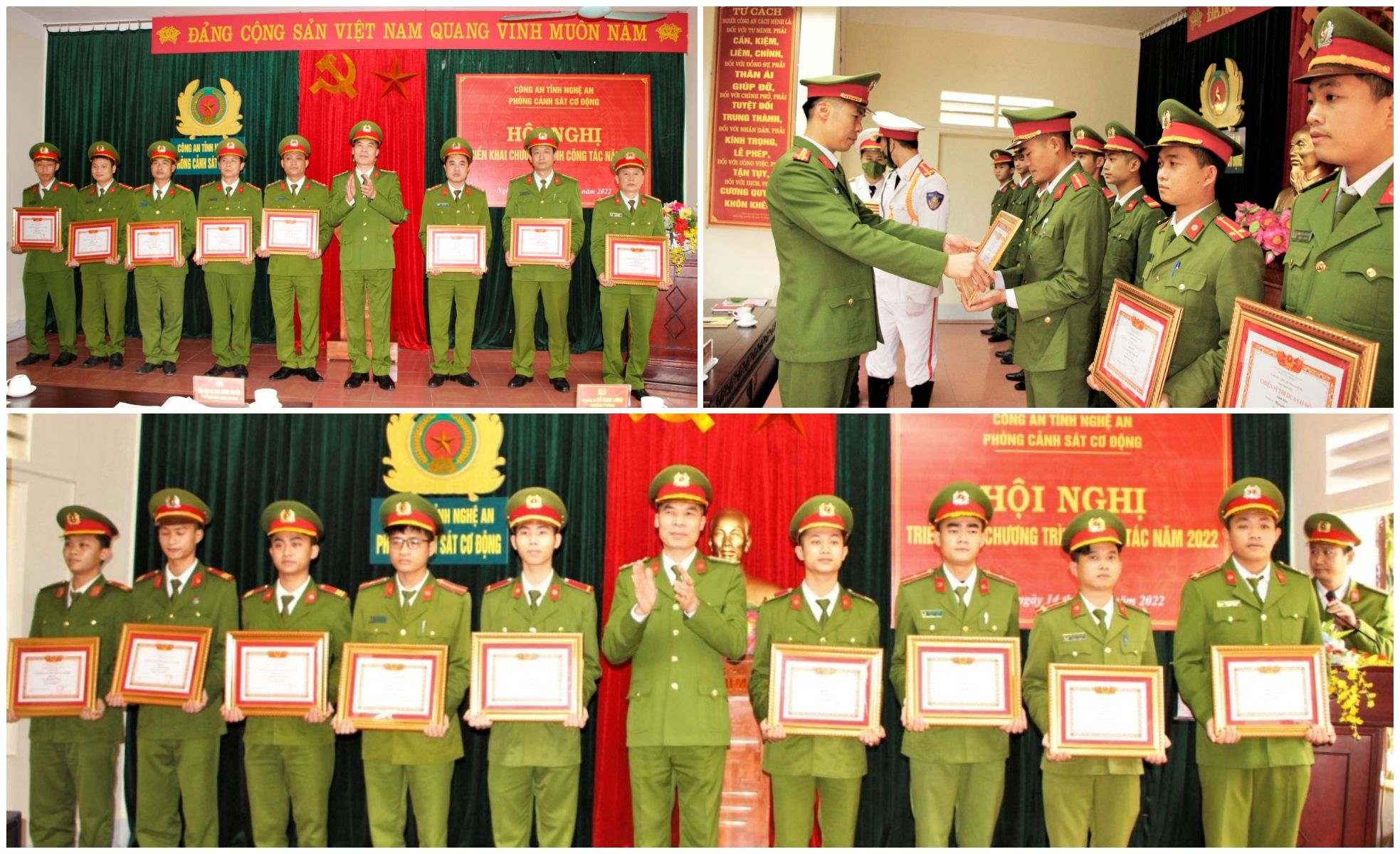 Đồng chí Đại tá Cao Minh Huyền trao thưởng cho các tập thể, cá nhân có thành tích xuất sắc trong năm 2021