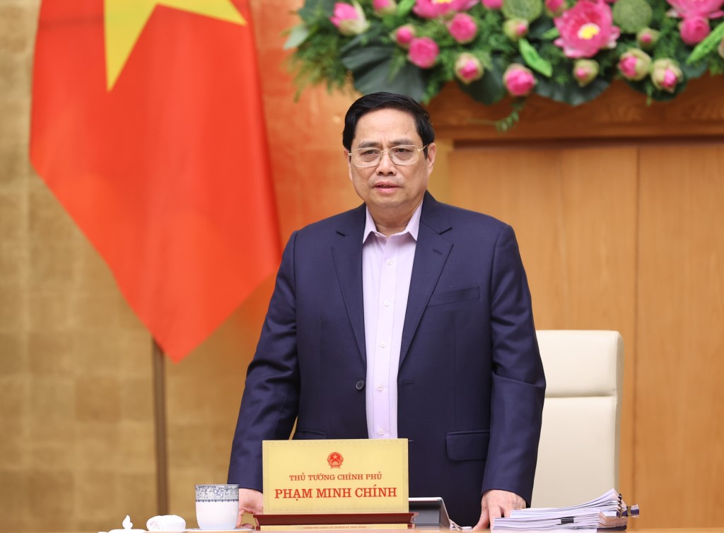 Thủ tướng Phạm Minh Chính phát biểu khai mạc phiên họp Chính phủ chuyên đề về xây dựng pháp luật lần thứ 2 trong năm 2022. Ảnh: VGP/Nhật Bắc