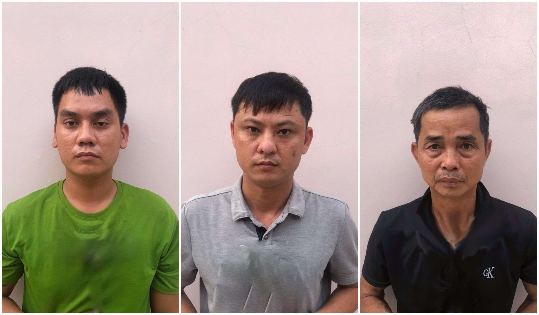 Các đối tượng Nguyễn Văn Toàn, Đặng Xuân Thắng, Nguyễn Văn Sơn (trái qua phải)