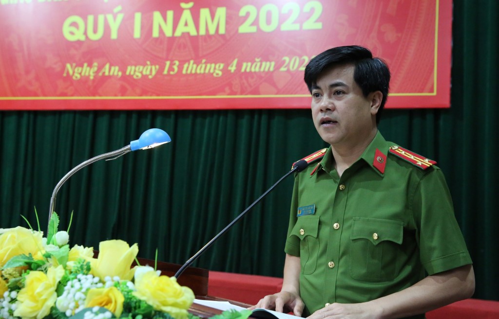 Đồng chí Đại tá Nguyễn Đức Hải, Phó Giám đốc, Thủ trưởng Cơ quan Cảnh sát điều tra Công an tỉnh phát biểu bế mạc Hội nghị