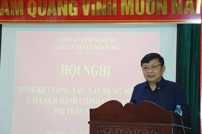 Đồng chí Nguyễn Trung Thành, Phó Chủ tịch UBND huyện Đô Lương phát biểu tại Hội nghị