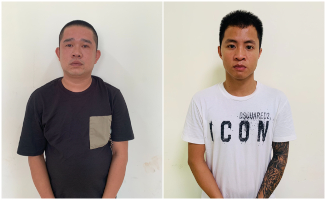 Hai đối tượng cầm đầu ổ nhóm Nguyễn Mạnh Trường (phải) và Phạm Hồng Sơn